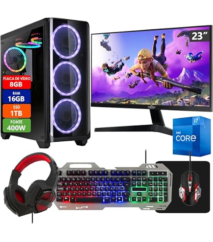 PC Gamer Completo Intel Core i7 16GB SSD 1TB Placa de Vídeo GT 730