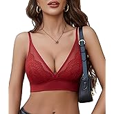 Avidlove Lace Bralette for Women Wireless Mesh Bralettes Sexy V Neck Tank Top with Modal Rabbit Ear Lining