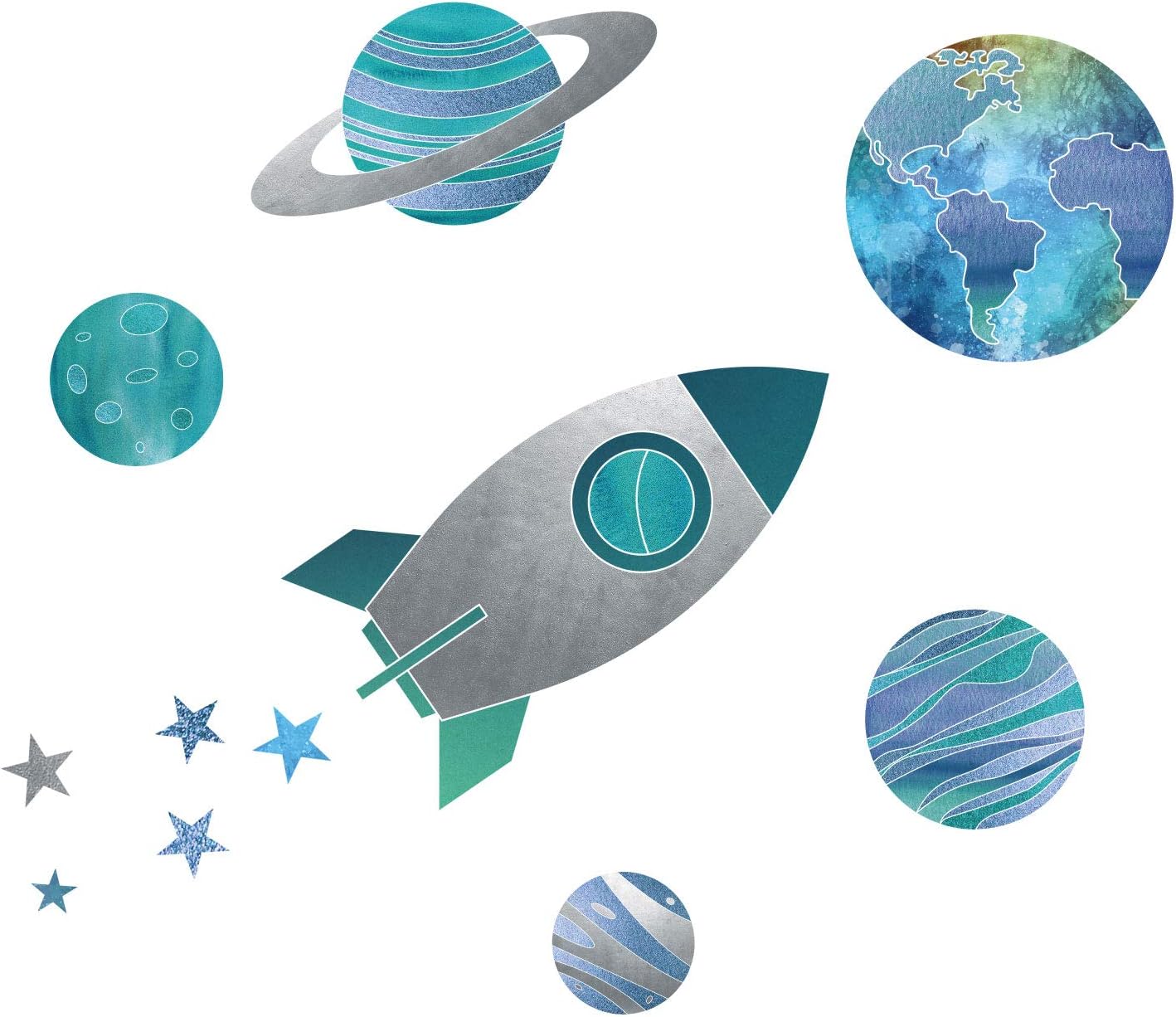 Rocket and Planets Wall Sticker Pack, Space Wall Stickers, Perfect for Creating a Space Themed Room, Regular - Image 3