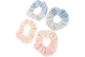 HINTRMENT 4pcs Plush Ponytail Hair Ties Large Scrunchy Soft Faux Rabbit Fur Hair Rings for Women Decorations