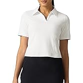 Colorfulkoala Sorona Women's Short Sleeve Golf Polo Shirts Collared V Neck Quick Dry Tennis Workout Tops Moisture Wicking