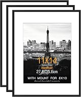 Hesmor 11x14 inch Aluminum Acrylic Photo Frame Set of 4 Black