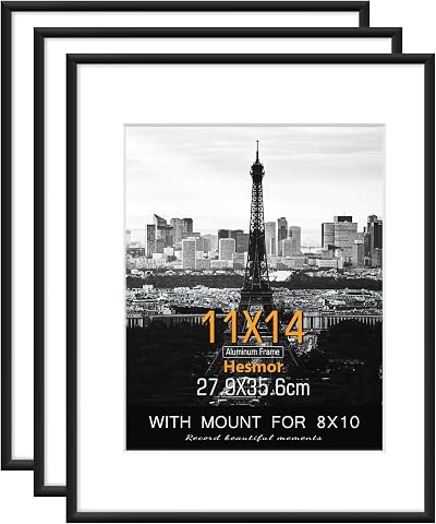 Hesmor 11x14 inch Aluminum Acrylic Photo Frame Set of 4 Black