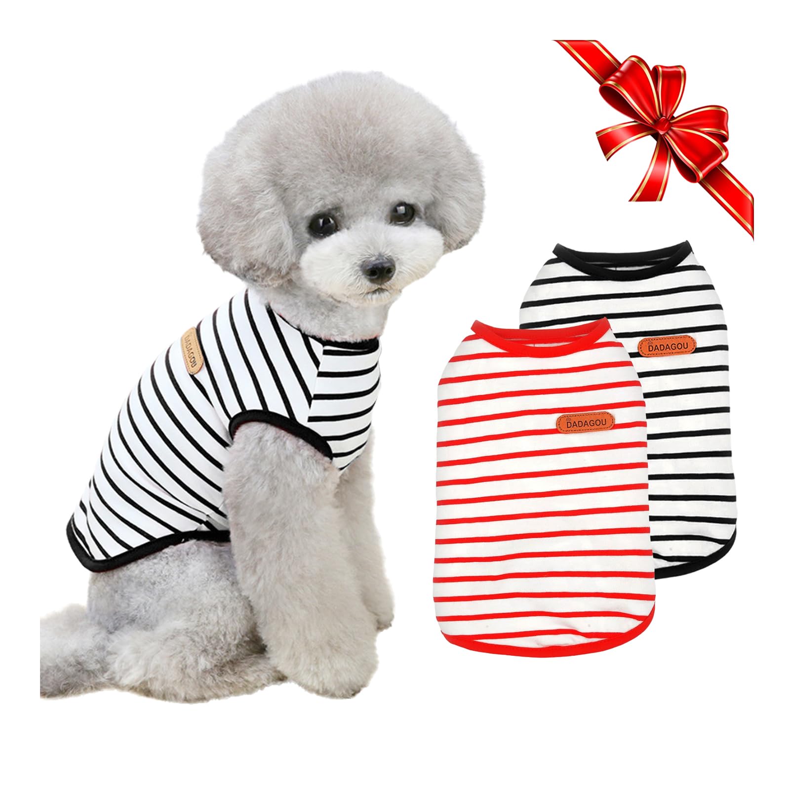 2 PCS Striped Dog Shirt for Small Dogs Cats TVMALL Pet Striped T Shirt Summer Cool Vest Puppy Basic Tank Top Soft Breathable Chihuahua Clothes for Doggy Girl Boy (XL)