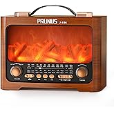 PRUNUS J-196 AM FM Radio with Best Reception for Home, Bluetooth, Flame LED, TF/USB Playback, Portable, USB-C Charging, Loud Sound, Battery Operated Radios, Transistor Radios, Portable Radio AM FM
