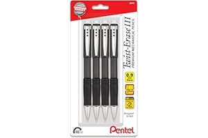 Pentel Twist-Erase III Mechanical Pencil, (0.9mm), Bold Line, Black Barrel, Pack of 4 (QE519BP4A)