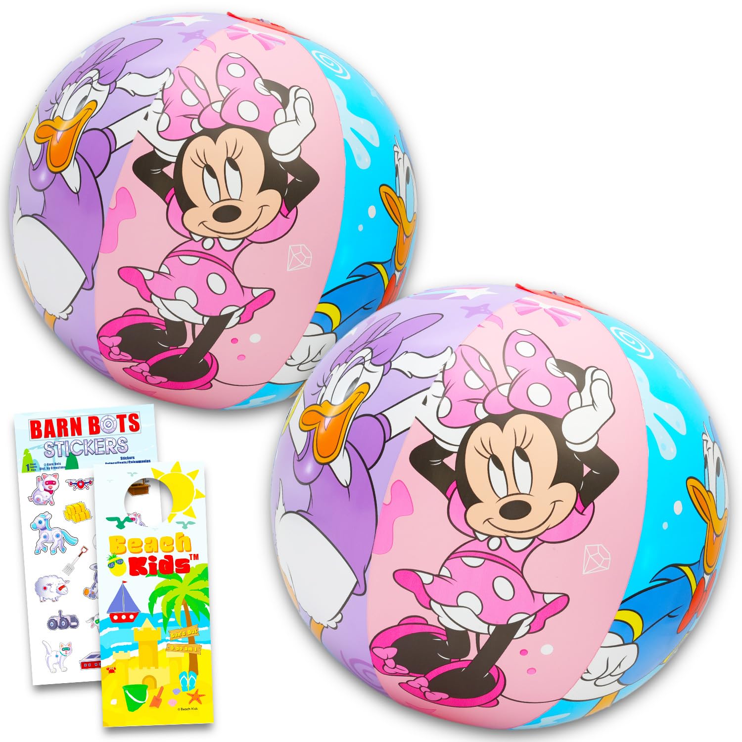 Photo 1 of Disney Minnie Mouse Ultimate Beach Toys Set - 4 Pc Pool Bundle with 2 Minnie Mouse Beach Balls, Stickers and More | Minnie Mouse Beach Set for Kids, Boys, Girls