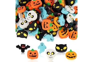 AIQINHU Halloween Erasers for Kids Bulk, 50 Pcs Large Halloween Pumpkin Ghost Skull Bat Erasers for Hallow Trick or Treat , Novelty Pencil Holiday Eraser for Hallow Party Decoration
