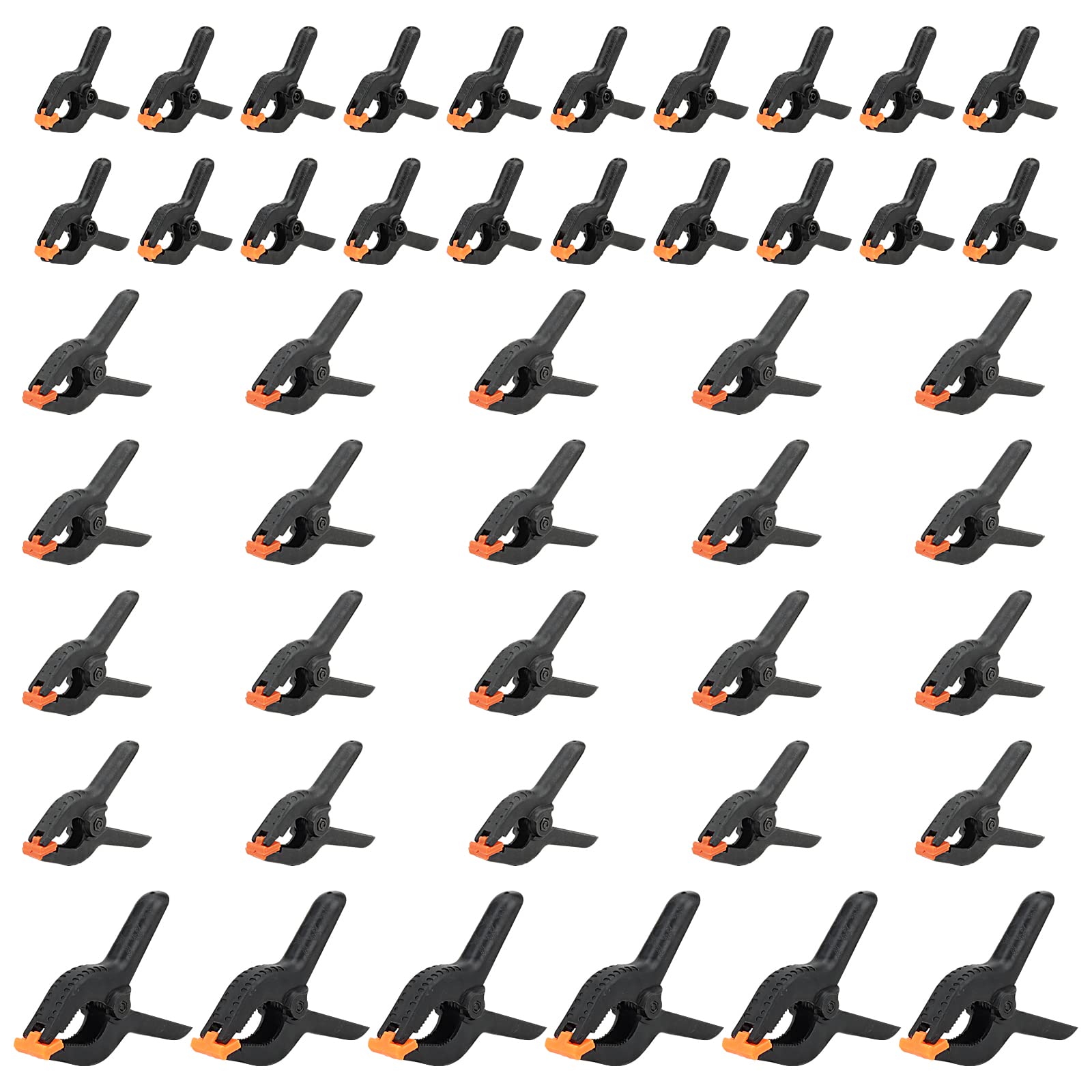 MANCHAP 46 Pack 3 Sizes Plastic Spring Clamps, 2 Inch/3 Inch/6 Inch Spring Clamps Plastic Quick Grips Clips for Woodworking Projects, Photography