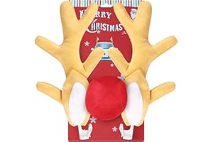 KSaAuto Reindeer Antlers Car Christmas Decorations, Reindeer Car Kit Antlers with Red Nose and Ears, Vans SUVs Trucks Cars Accessories, Funny