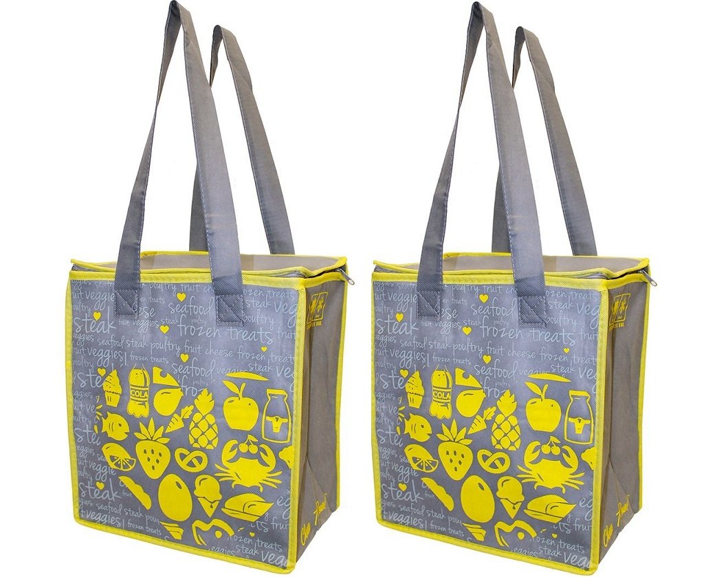 Insulated Grocery Bag With Zippered Top Thermal Reusable Canvas Shopping Tote General Household