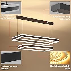 Modern LED Chandelier, Double Rectangles Ceiling