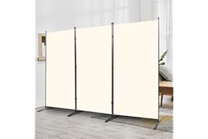 JVVMNJLK Indoor Room Divider, Portable Office Divider Room Divider Wall Divider Screen 3 Panel, Folding Partition Privacy Screen Walls Dividers for Room Separator 102" W x 71.3" H,Beige