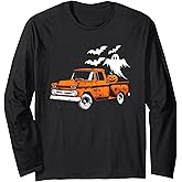 Jack O' Lantern Pickup Truck - Creepy Ghosts Halloween Lover Long Sleeve T-Shirt