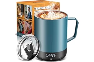 Magnetic Charging Rechargeable Self Heating Coffee Mug, Fast Heating & High Temperature 14Oz Smart Coffee Cup Warmer, 120 Min