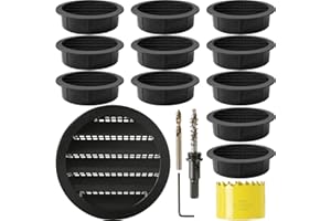 Calvana (12Pack) 2" Round Plastic Louver Soffit Air Vent Reptile Screen Grille Cover and 2 inch Hole Saw with Arbor for Cutti
