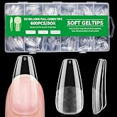 Coffin Nail Tips Press on Nails, Fake Nails for DIY Home Nail Art, Long Full Cover Acrylic Nail Tips 600Pcs, Semi - Matte Finish for Salons &amp; Gifts - Viywicz
