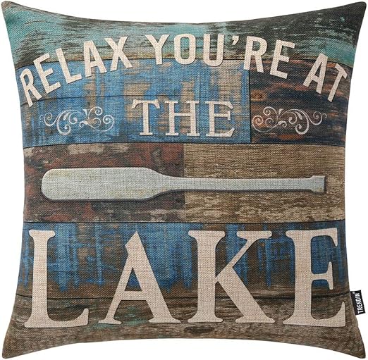 Amazon Com Trendin Throw Pillow Case Lake House Relax Cotton