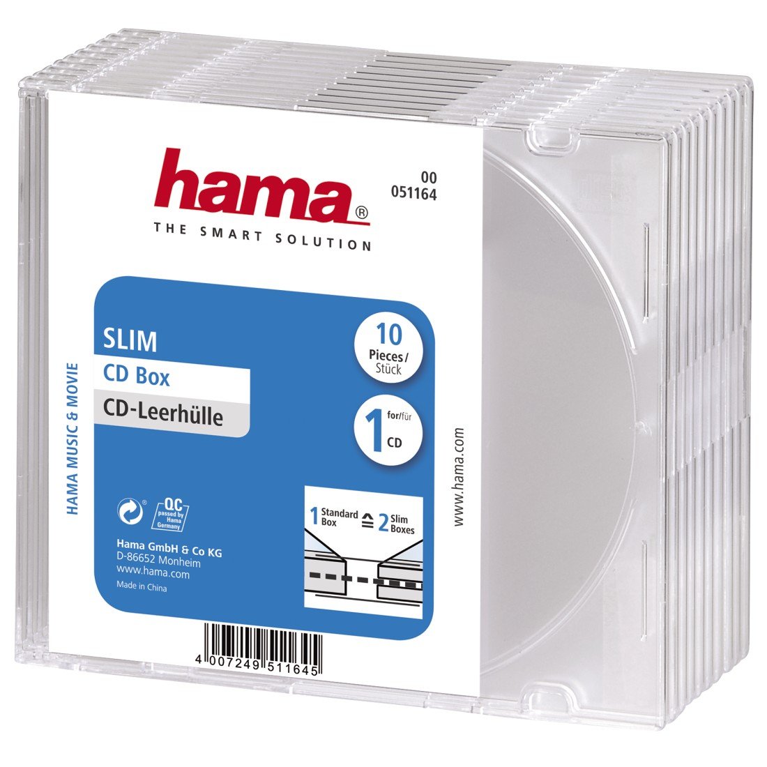 Hama Slim CD Cases | Pack of 10 | Transparent