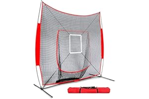 Baseball Practice Net, FOME 7x7ft Softball Practice Net with Strike Zone Portable Travel Tee for Hitting Pitching Training Pr