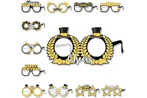 Palumma 2026 New Year Glasses Party Pack 12 Assorted Designs Photo Booth Props for New Years Eve Celebration Decorations