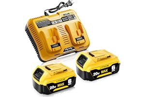 HOCHSTERN 2Pack 6.0Ah Replacement for Dewalt 20V MAX Battery and Charger Combo 2-Port Battery Station Charger Compatible with Dewalt 12-20V Batteries and All 20 Volt Cordless Tools