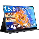 MagicRaven Portable Monitor, 15.6" 1080P Laptop Screen, Lightweight Dual USB C HDMI Second Computer Gaming Display with Speak