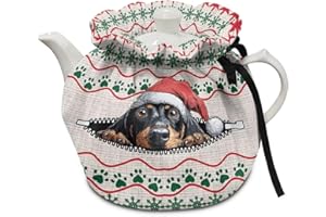 Wanzuoeng Teapots Dust Cover Insulated Dachshund Dog Print Tea Cozy for Teapot Tea Kettle Cover Dog Paw Print Breakfast Insulation Lid Warmer Kitchen Coffee Table Decor for Christmas