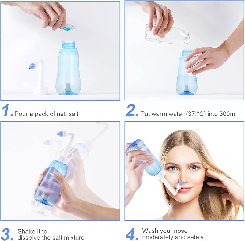 Kit Lavage de Nez-Sinus Rinse Kit, Douche Nasale pour adultes enfants