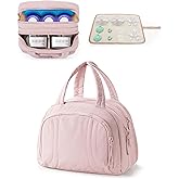 Trahzia Wearable Breast Pump Bag Compatible with Momcozy and Eufy, Portable Pumping Bag with Cooler Compartment, Breast Pump Carrying Case with Drying Mat for Work, Travel and Family Use, Pink