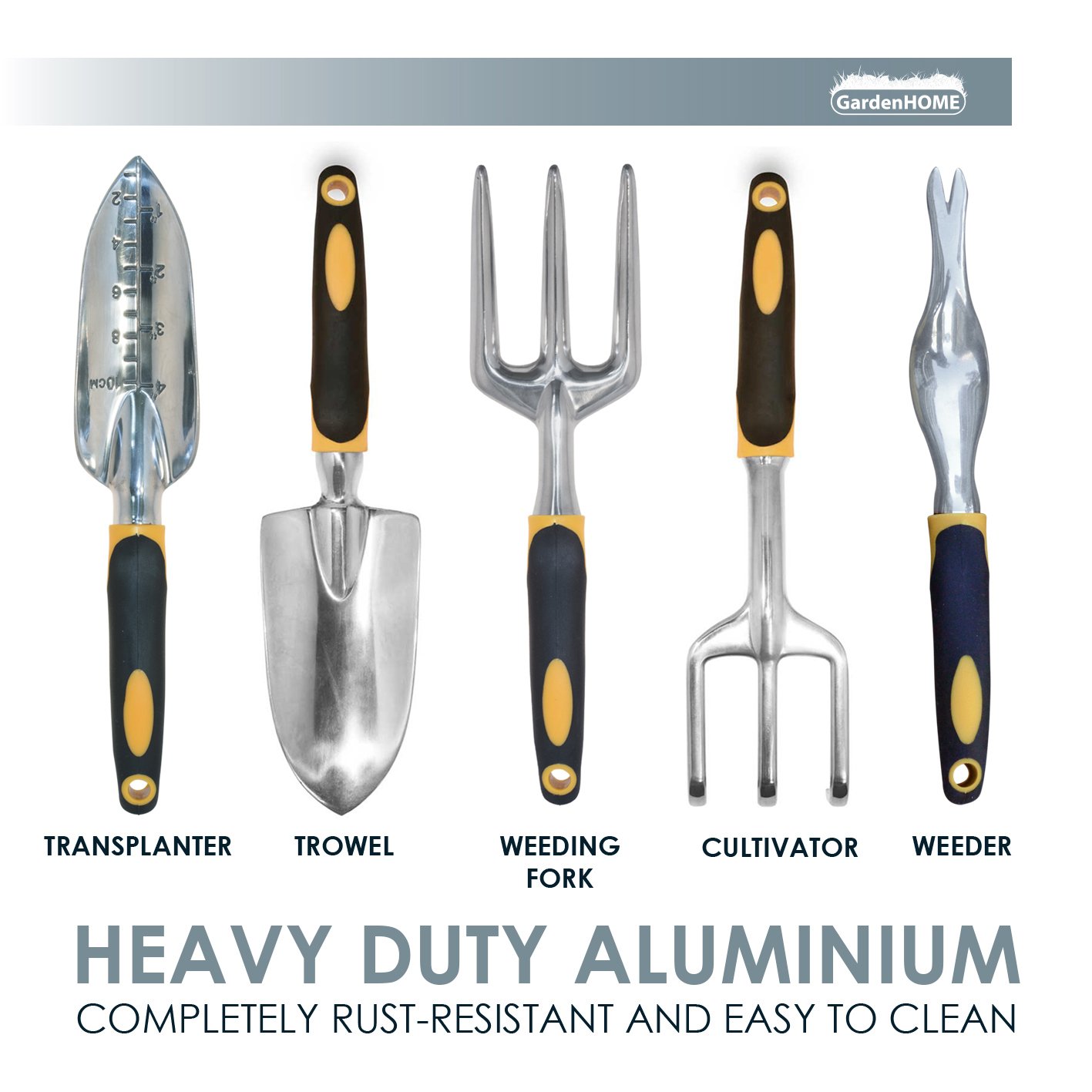 GardenHOME 8 Piece Garden Tool Set 5 Heavy Duty CastAluminium Tools