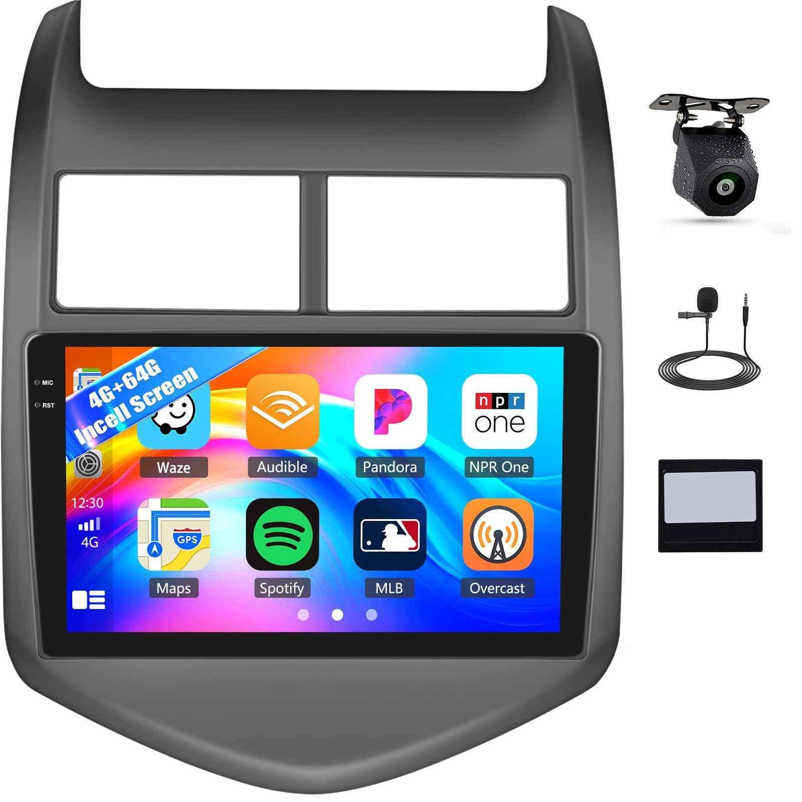 Photo 1 of 4G+64G Android 15 Car Stereo for Chevrolet Chevy Sonic Aveo 2012-2015 with Wireless CarPlay Android Auto, 9" Incell Touch Screen Car Radio with GPS Navigation Bluetooth WiFi FM Backup Camera