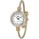 2Tone Gold Silver Cable Band Ladies Bangle Cuff Watch