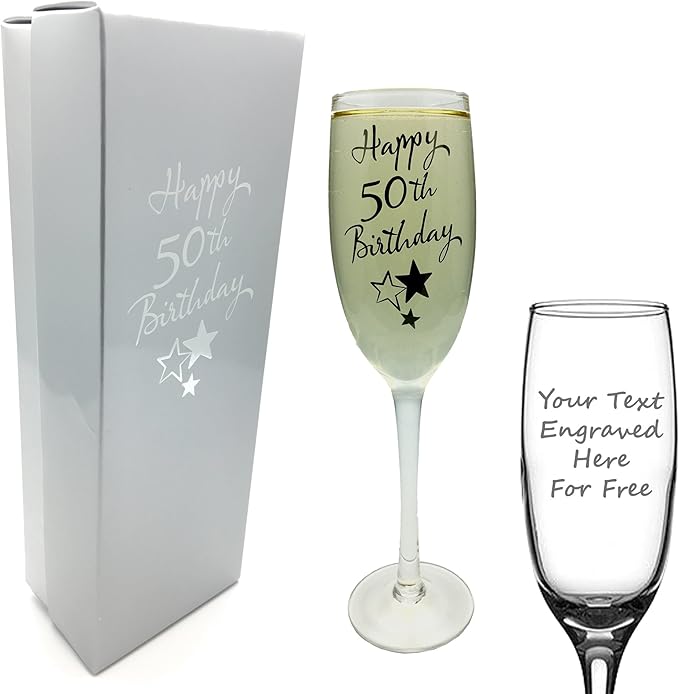 Personalised Engraved 50th Birthday Champagne Flute