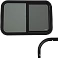 RecPro RV Window | 42" W x 22" H | Teardrop Horizontal Slide | RV Window Replacement | Optional 1 1/2" Trim (1 Window, Yes Trim) | Made in USA