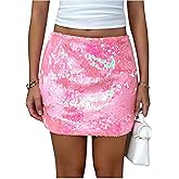 MakeMeChic Women's Sequin Mini Skirt Sparkly Low Waist Bodycon Party Night Out Skirts