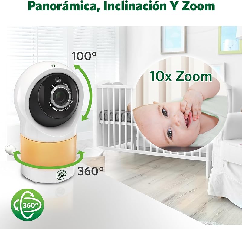 LF1911 Smart WiFi Monitor de Bebé com Vídeo em FHD 1080P, Aplicação Gratuita com Deteção de Movimento e Ruído, Visão Noturna a Cores, Modo de Privacidade, Controlo Remoto de Zoom Rotação-Inclinação