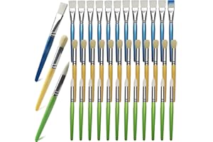 GACDR Bulk Paint Brushes for Kids Variety 36 Pcs, Back to School Toddlers PaintBrushes, Flat & Round Mop Paint Brushes for Toddlers & Classrooms，Short Wooden Handle