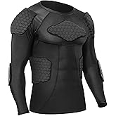 Ciseroye Mens Padded Compression Shirt Football Rib Protectors - Mens Long Sleeve Padded Football Shirt Protective Gear Chest Rib Protectors