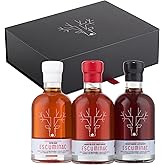 Escuminac Organic Maple Syrup Gift Set – 3 x 200 ml Glass Bottles | 3 Harvests Ranging from Amber to Dark | Pure, Single-Orig
