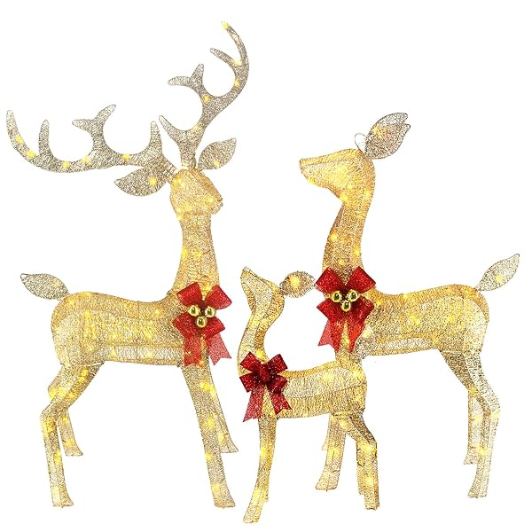 5FT LIGHT UP CHRISTMAS REINDEER OUTDOOR DECOR, 3PCS LARGE HANDMADE CHRISTMAS DEER DECORATIONS WITH 240 LED FOR YARD DISPLAY HOME DECOR, SAFE MATERIAL METAL GROUND STAKES, PLUG AND PLAY