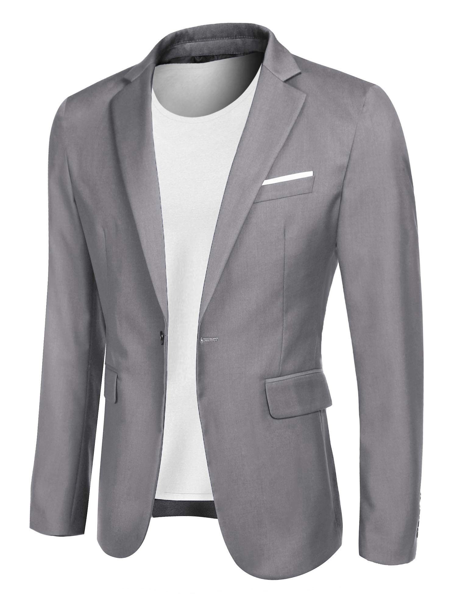 MAXMODA Men's Jacket Sporty Slim Fit Men's Blazer Modern Leisure Lightweight Jacket - Grey - S