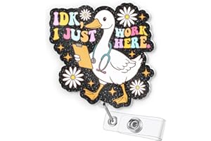 AZGUAMI Nurse Badge Reel Retractable – IDK I Just Work Here Cute Silly Goose Badge Reel Funny Accessories for Work with Aligator Clip, Nurses Week Appreciation Gifts for CNA Medical Assistant RN LPN