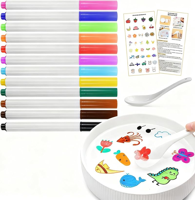 QETRABONE 12 Color Water Painting Pens Floating Bath Magic Erasable Doodle