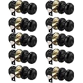 Probrico 10 Pack Round Privacy Door Knob(Thumb Turn Lock on The Inside), Keyless Doorknobs Interior/Exterior Lockset,Privacy 