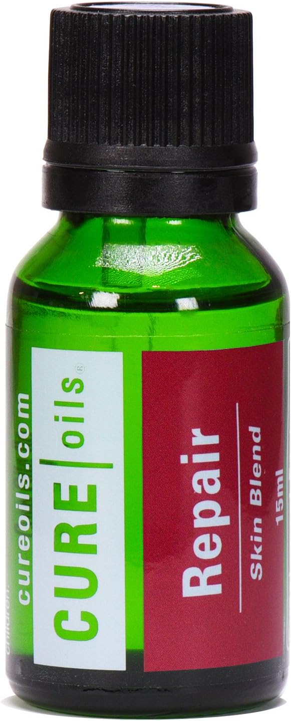 Repair Essential Oil Blend (15ml) for Acne Scars, Bruise Relief, Stretch Marks, Skin Discoloration & Wound Healing - Antibacterial & Antiseptic - 100% Natural Therapeutic Grade Oils by CUREoils