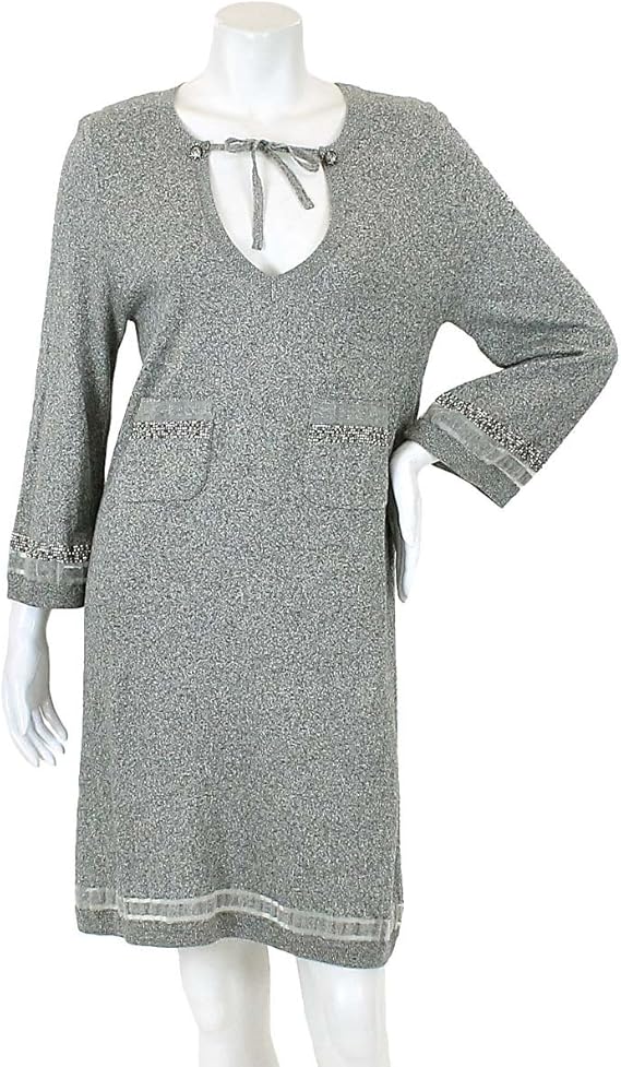 Amazon シャネル Chanel ワンピース コットン 七分袖 無地 グレー サイズ 38 P40 ランダム レディース 中古 ワンピース チュニック 通販