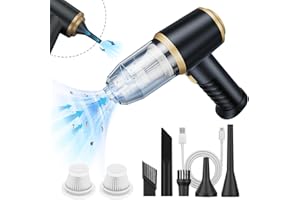 BELIBUY Mini Car Vacuum Portable Cordless Handheld Vacuum Cleaner and Air Duster 2 in 1 with Multi-Nozzles for Car, Computer, Sofa, Office, Pet, Home (Black and Gold)