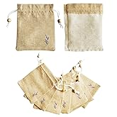 Daclubmenxy Burlap Sachet Bags 20 Pack - 4.5x6 Inch Empty Cedar Sachets with Drawstring for Lavender, Wedding Favors, Spice Storage (Brown)
