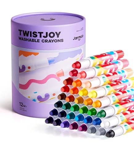 JoyCat Crayones Jumbo de 16 Colores para Niños Pequeños de 1-3 4 5 6 Años Niño, Fácil Agarre, Irrompibles, No Tóxicos, Lavables, Grandes, Crayones para Niños Pequeños Triangulares con Papel de